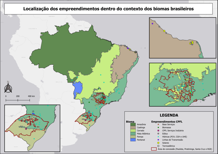 Localização dos empreendimentos dentro do contexto dos biomas brasileiros